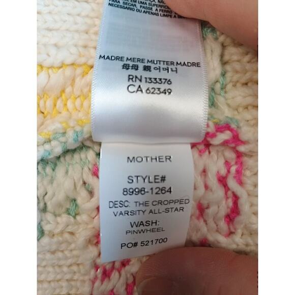 MOTHER Varsity Cropped Sweater Vest Designer Knit S Small - Picture 10 of 10